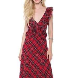 Free People Venitia Red Plaid Dress